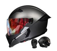 Caschi Modulari For Moto, Casco Integrale Da Moto Integrato Omologato ECEDOT Con Doppia Visiera Antiappannamento E Riduzione Del Rumore For Adulti, Uomini E Donne(B,M(59-60CM))