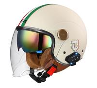 Caschi Moto Jet E Demi-Jet Retrò Aperto Casco Con Bluetooth Casco Mezzo Scodella 3/4 Con Doppia Visiera Caschi Cromwell Da Ciclomotore Certificato DOTECE Per Adulti Unisex Z-3,M:57-58CM