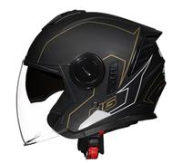 Caschi Moto Mezzo Vintage Casco Moto Jet Vintage Omologato ECEDOT con Doppia Visiera Casco Demi-Jet per Moto 3/4 Stile retrò per Adulti Uomini Donne G,M=57~58cm