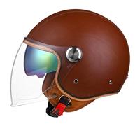 Caschi retrò, casco da motociclista, casco da scooter con doppia visiera, casco da ciclomotore omologato DOT/ECE per uomini e donne adulti C3,M(54-57CM)