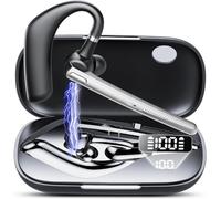 CASCHO Auricolare Bluetooth V5.3, 60 Ore di Conversazione Cuffie Bluetooth Singolo con CVC8.0 ENC Doppio Microfono, Connessione a due Dispositivi, Display a LED, IPX7 impermeabile (Irongrey)