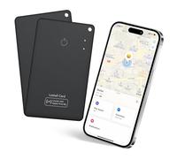 CASCHO Slim Wallet Tracker Card 0.06in, 2 Pack Localizzatore di Portafoglio Ricaricabile Compatibile con Apple Dov'è(solo iOS), Impermeabile Air Smart Tag Card per Valigie/Borse/Passaporto/Chiavi,Nero