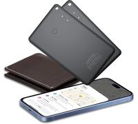 CASCHO Slim Wallet Tracker Card 0.06in, 2 Pack Localizzatore di Portafoglio Ricaricabile Compatibile con Apple Dov'è(solo iOS), Impermeabile Air Smart Tag Card per Valigie/Borse/Passaporto/Chiavi,Nero