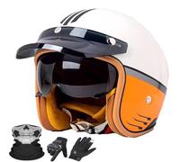 Casco 3/4 Moto Aperto Retro Tedesco - Con Parabrezza Integrato e Visiera Solare, Certificato DOT/ECE, Unisex per Tutte Le Stagioni - Adatto per Motos Jet e Scooter.(13,L=59~60)