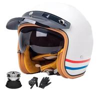 Casco 3/4 Moto Aperto Retro Tedesco - Con Parabrezza Integrato e Visiera Solare, Certificato DOT/ECE, Unisex per Tutte Le Stagioni - Adatto per Motos Jet e Scooter.(15,M=57~58)