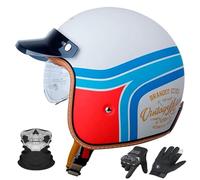 Casco 3/4 Moto Aperto Retro Tedesco - Con Parabrezza Integrato e Visiera Solare, Certificato DOT/ECE, Unisex per Tutte Le Stagioni - Adatto per Motos Jet e Scooter.(8,XXL=63~64)