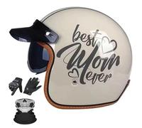 Casco 3/4 Moto Aperto Retro Tedesco - Con Parabrezza Integrato e Visiera Solare, Certificato DOT/ECE, Unisex per Tutte Le Stagioni - Adatto per Motos Jet e Scooter.(18,L=59~60)