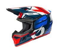 Oneal 3SRS Ride Casco Motocross, bianco-rosso-blu, taglia L
