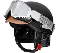Casco A Mezzo Casco da Moto d'Epoca A Faccia Aperta, Casco A Mezza Faccia retrò Approvato Ece Adulti Uomini Donne per Jet Ciclomotore Bicicletta Chopper Scooter Casco, Fodera A Doppio Uso, C