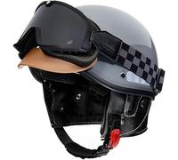 Casco A Mezzo Casco da Moto d'Epoca A Faccia Aperta, Casco A Mezza Faccia retrò Approvato Ece Adulti Uomini Donne per Jet Ciclomotore Bicicletta Chopper Scooter Casco, Fodera A Doppio Uso, J