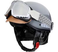 Casco A Mezzo Casco da Moto d'Epoca A Faccia Aperta, Casco A Mezza Faccia retrò Approvato Ece Adulti Uomini Donne per Jet Ciclomotore Bicicletta Chopper Scooter Casco, Fodera A Doppio Uso, I