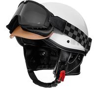 Casco A Mezzo Casco da Moto d'Epoca A Faccia Aperta, Casco A Mezza Faccia retrò Approvato Ece Adulti Uomini Donne per Jet Ciclomotore Bicicletta Chopper Scooter Casco, Fodera A Doppio Uso, H