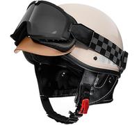 Casco A Mezzo Casco da Moto d'Epoca A Faccia Aperta, Casco A Mezza Faccia retrò Approvato Ece Adulti Uomini Donne per Jet Ciclomotore Bicicletta Chopper Scooter Casco, Fodera A Doppio Uso, E