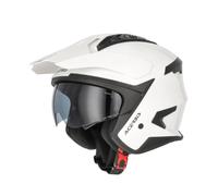 Casco Acerbis Jet Aria Evo, bianco lucido, taglia M | Visiera solare integrata, design avventura, ventilazione superiore, chiusura di sicurezza rossa, uso su strada