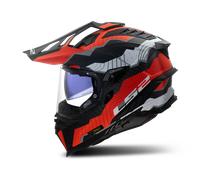 LS2 MX701 Explorer Carbon Trick Casco da motocross, bianco-rosso, taglia XS per maschi