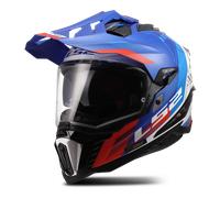 LS2 MX701 Explorer Hexa Casco Enduro, bianco/blu/rosso, Taglia L (59/60)