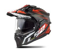 LS2 MX701 Explorer Spire Casco da motocross, nero-grigio-rosso, taglia M per maschi