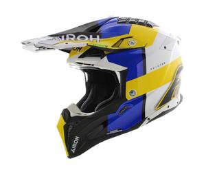 CASCO AIROH AVIATOR 3 MONARCH BLU E GIALLO LUCIDO AV3M18 CROSS OFF ROAD