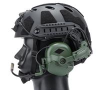 Casco Airsoft Fast con Cuffie Tattiche, Cuffie di Comunicazione con Adattatori ARC Rail per Casco e Microfono Rimovibile, per Paintball, Caccia e Cosplay (Set OD)