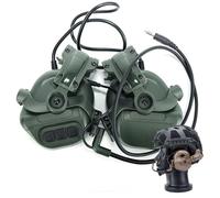 Casco Airsoft Fast con Cuffie Tattiche, Cuffie di Comunicazione con Adattatori ARC Rail per Casco e Microfono Rimovibile, per Paintball, Caccia e Cosplay (OD)