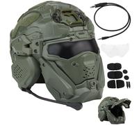 Casco AirSoft Tattico Integrato (con Maschera e Cuffia Antiappannamento) Un Acquisto Soddisfa Tutte le Tue Esigenze Tattiche for Airsoft Paintball(Green)
