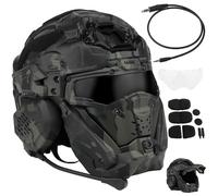 Casco AirSoft Tattico Integrato (con Maschera e Cuffia Antiappannamento) Un Acquisto Soddisfa Tutte le Tue Esigenze Tattiche for Airsoft Paintball(Mcbk)
