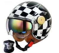 Casco Aperto Per Moto - Casco Jet Antiurto Per Scooter E Moto Per Uomo E Donna Con Visiera Parasole - Caschi Per Moto Elettriche E Moto Omologati ECE 22.06 3,M/(57~58cm)