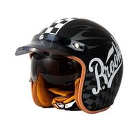 Casco aperto resistente agli urti per moto e scooter con doppio specchietto Caschi jet 3/4 Adatto per la guida urbana e gli spostamenti quotidiani Black XL/61-62cm