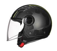 Casco aperto unisex per adulti, mezzo casco modulare 3/4 con visiera parasole approvato DOT/ECE, scooter estivo leggero per scooter e casco da strada ATV stile retrò vintage, nero opaco