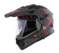 Casco avventura LS2 MX702 Pioneer II Crazy grigio opaco nero rosso