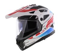 Casco avventura LS2 MX702 Pioneer II Namib bianco lucido blu rosso