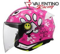 LS2, Casco Moto Jet Bambino FUNNY II PAWS Gloss Pink, M