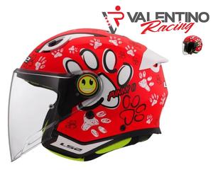 CASCO BABY BAMBINO LS2 OF622 FUNNY II PAWS MATT RED ROSSO OPACO MIS. M 49/50 cm