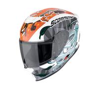 Scorpion EXO JNR Air The4Elements Casco per bambini, bianco-blu-arancione, taglia M