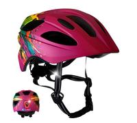 Casco bici bambini splash rosa | Casco bici per bambini di età 6-12 anni, skateboard, MTB, pattini, con imbottiture rimovibili e taglia regolabile |