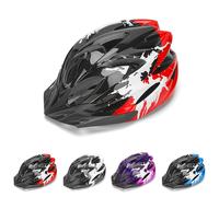 Casco Bici Bambino, Casco da Ciclista con Visiera, Regolabile per 3-14 Ann Rosso