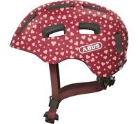 ABUS Casco da bici Youn-I 2.0 - con luce per bambini, adolescenti e giovani adulti ragazze ragazzi rosso motivo a cuori, taglia M, M (52-57 cm)