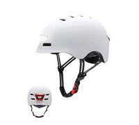 Casco Bici o Monopattino Elettrico con Spia Rossa + Luce Frontale Bianca. Casco Ciclismo Bicicletta, Skate, Leggero con Fodera Rimovibile, Guscio PC + EPS, 14 prese d'aria e Cavo di Ricarica USB.