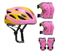 Casco Bici per Bambini Protezioni Set Casco Regolabile con Ginocchiere Gomitiere e Polsiere per Ciclismo Roller Scooter Skateboard Bici 52-58 cm Adatto a bambini 3-12 anni