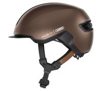 Casco urban ABUS HUD-Y - luce posteriore a LED magnetica e ricaricabile con chiusura magnetica - casco da bici alla moda per l'uso quotidiano - per uomo e donna - marrone, taglia L