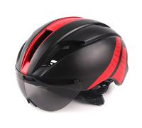 Casco Bicicletta,Casco Ciclismo Lente Goggles Elme Casco da Corsa Bici Casco con Lenti Rimovibili Sun Outdoor Cycling Casco Time Trial Cappellone di Sicurezza M/L(Black Red,L 57 61CM)