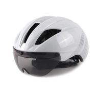 Casco Bicicletta,Casco Ciclismo Lente Goggles Elme Casco da Corsa Bici Casco con Lenti Rimovibili Sun Outdoor Cycling Casco Time Trial Cappellone di Sicurezza M/L(White Silver,M 54 58CM)