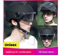 Casco certificato 3C, casco leggero da donna/uomo per moto/scooter elettrico, con doppia visiera ventilata, adatto per tutte le stagioni Lenti rosa-marroni leggere,Lente trasparente bianco pianoforte,