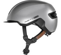 Casco urban ABUS HUD-Y - luce posteriore a LED magnetica e ricaricabile con chiusura magnetica - casco da bici alla moda per l'uso quotidiano - per uomo e donna - argento, taglia S
