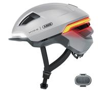 ABUS HYP-E - Casco da bici con luce anteriore, luce posteriore e indicatore luminoso, adatto anche per bici elettriche e S-Pedelec, per ragazzi e adulti, taglia S, colore: argento