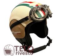 Casco Compatibile Vespa Vintage in pelle Bandiera Italia Primavera 125 S M L XL