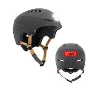 Casco con luce OLSSON Urban Light Antracite, taglia M/L, regolabile, omologato e resistente agli urti, 360°, LED anteriore+posteriore, fodera rimovibile, ventilazione, adatto per skateboard, pattini,