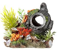 Casco con plantas, adorno de acuario de Nobby 13,5 x 11 x 12 cm