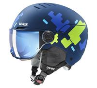 Casco con visiera per bambini Uvex Rocket Junior Visor (puzzle blu) 51-55 cm