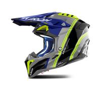 Airoh Aviator 3 Hima, casco da motocross S male Grigio/Nero/Blu/Giallo Fluo